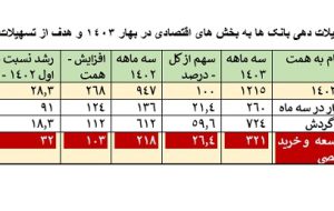 رشد 28.3 درصدی تسهیلات بانکی در بهار 1403؛ افزایش قابل توجه سهم تسهیلات به خانوارها